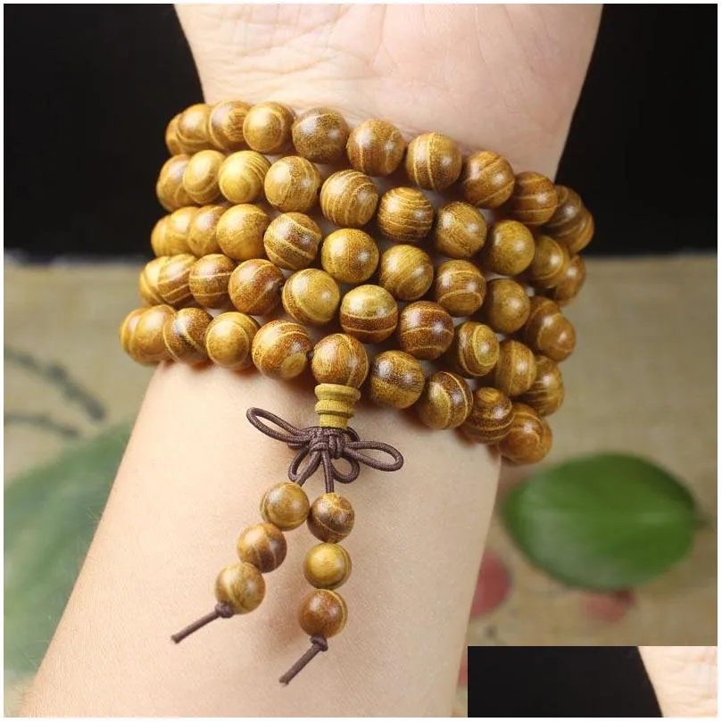 gold teak 8mm 6mm 108 beads bracelets and strands mens and womens jewelry manufacturers wholesale run