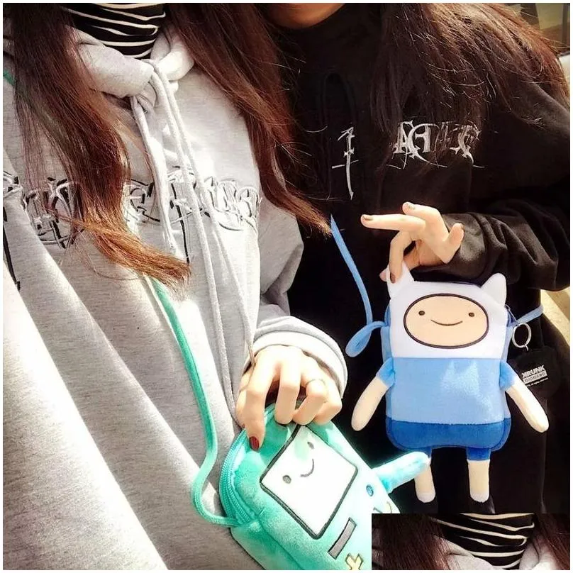 ins finn jake figure crossbody bag swag rap plush coin phone bag anime advanture robert bmo toys for children 220329