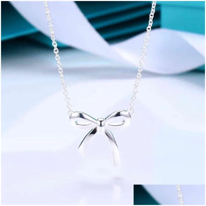 bow pendant necklace s925 sterling silver wimen necklace light luxury design necklace highend valentines day birthday gift g220722