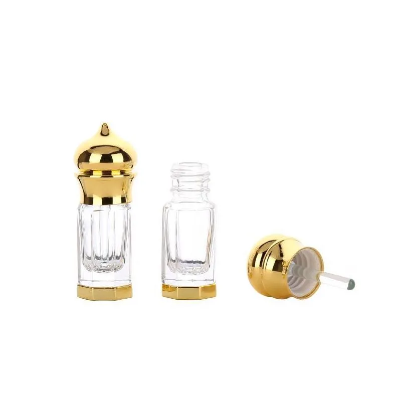 attar oud 3ml glass perfume bottles arabic crystal bottle for oil with metal cap and bottom 10pcs/lot p311 storage jars