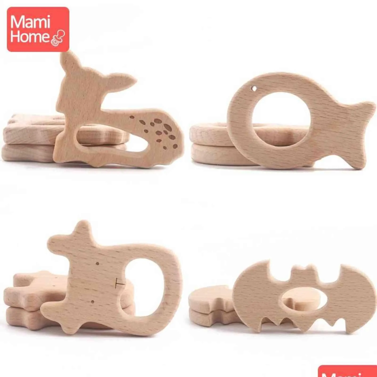 20pc baby wooden teether animal beech pacifier pendant bpa wood teeth blank rodent teether toy nursing gift childrens good