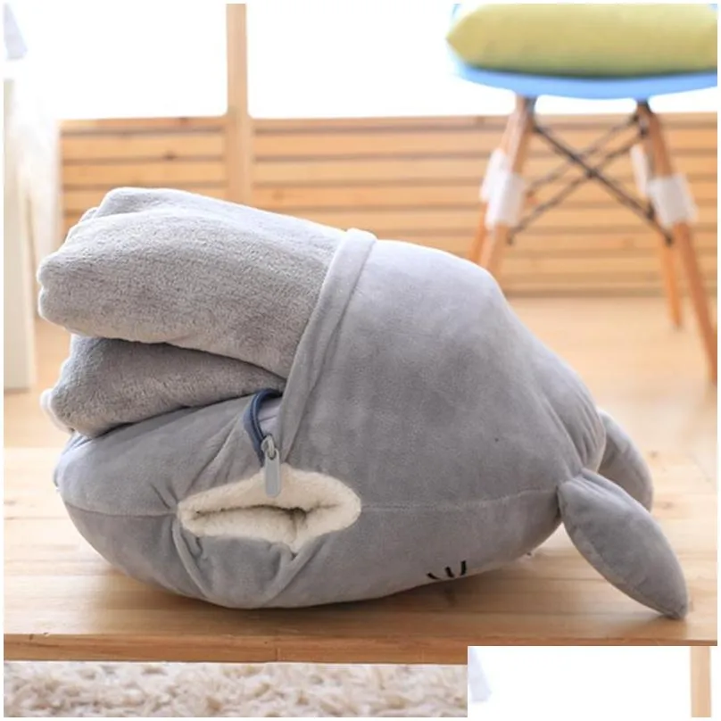 totoro plush pillow multifunction 3 in 1 throw pillow totoro hand warm pillow cushion baby kids blanket stuffed anime figure toy