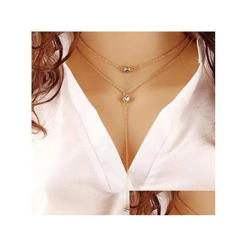 pretty choker collier necklaces boho pearls diamond chain multilayer necklaces for women men bar layered tassel metal gold chain