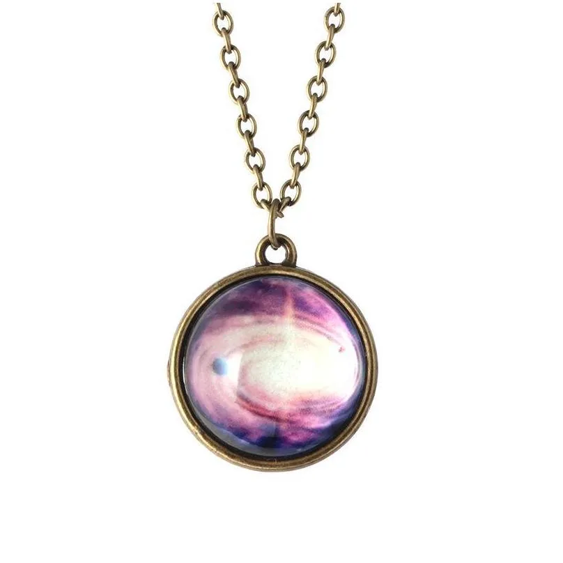 collares ball glass necklace duplex planet crystal stars galaxy pattern pendant necklaces girlfriend gift long chain maxi necklace