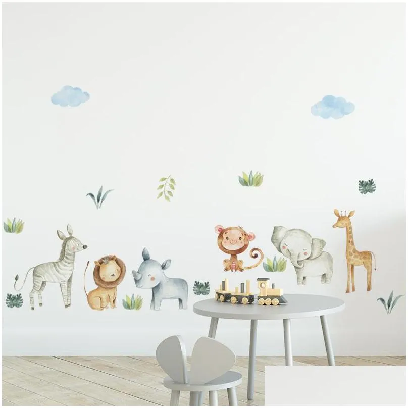 Cartoon Hand Dyed Animal Nursery Wall Stickers Kmart For Kids Room And