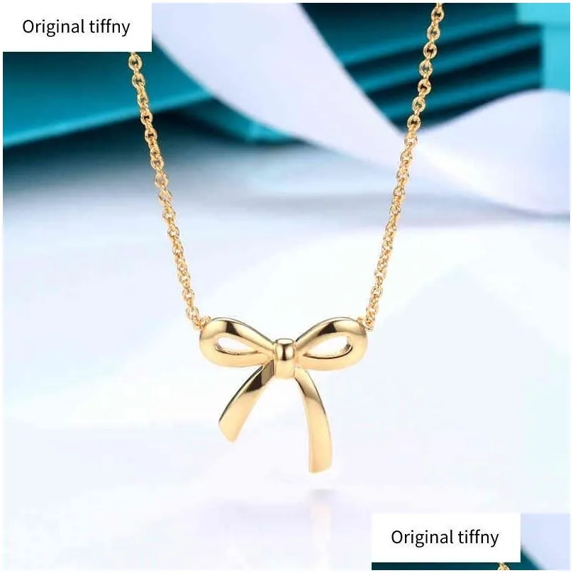 bow pendant necklace s925 sterling silver wimen necklace light luxury design necklace highend valentines day birthday gift g220722