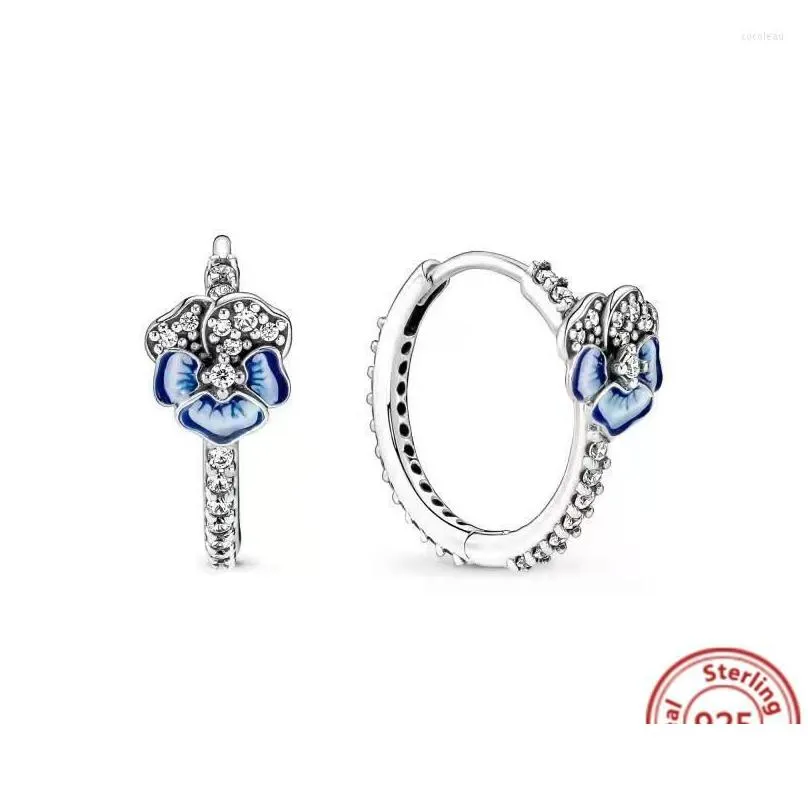 stud earrings 2022 925 sterling silver flower heart butterfly clover clear zircon sparkling pantaro women jewelry gifts