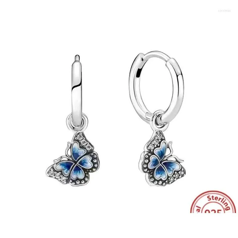 stud earrings 2022 925 sterling silver flower heart butterfly clover clear zircon sparkling pantaro women jewelry gifts