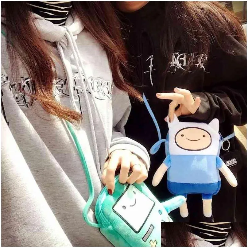 ins finn jake figure crossbody bag swag rap plush coin phone bag anime advanture robert bmo toys for children 220210