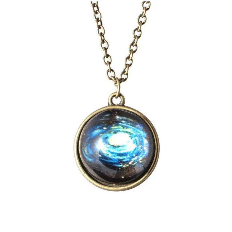 collares ball glass necklace duplex planet crystal stars galaxy pattern pendant necklaces girlfriend gift long chain maxi necklace