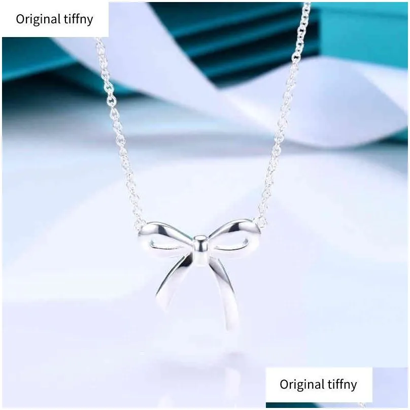 bow pendant necklace s925 sterling silver wimen necklace light luxury design necklace highend valentines day birthday gift g220722
