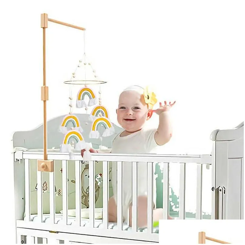 lets make baby wooden bed bell bracket mobile hanging rattles toy hanger baby crib mobile bed bell wood toy holder arm bracket 211021