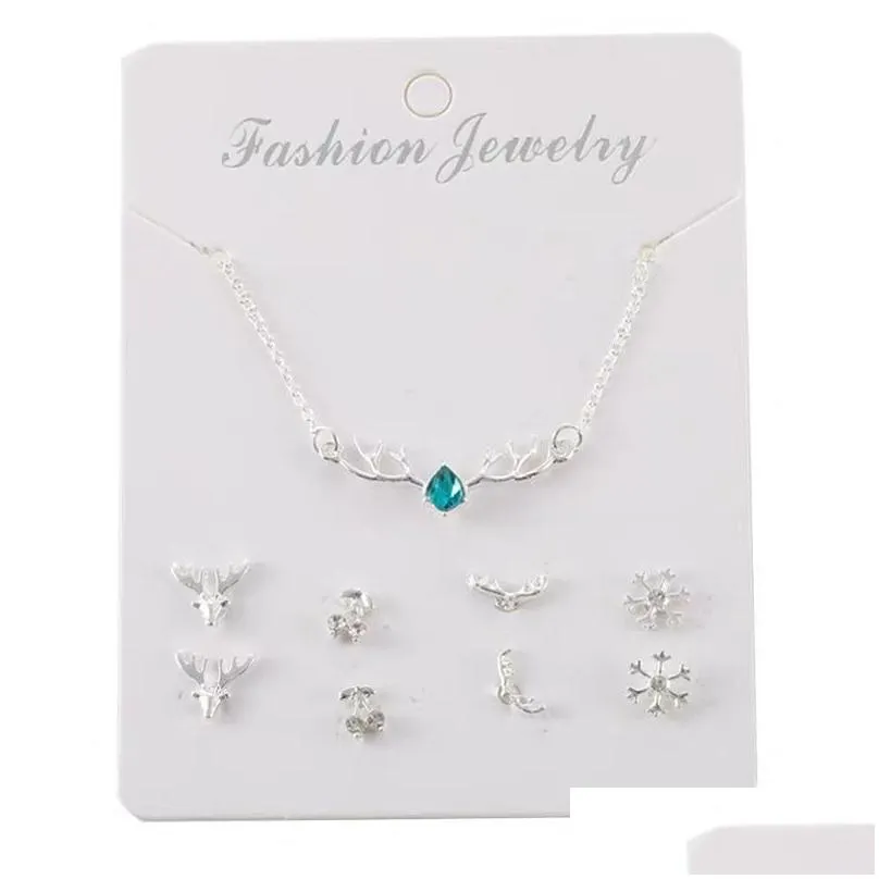 jewelerry set pendant necklace earrings ins korean version clavicle chain simple personality earring pendant 