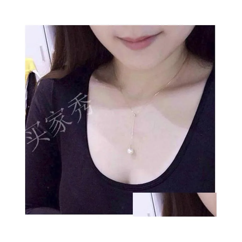 pearl necklace silver/gold color accessories fashion simple crystal necklace zircon clavicle chain temperament womens jewlerry