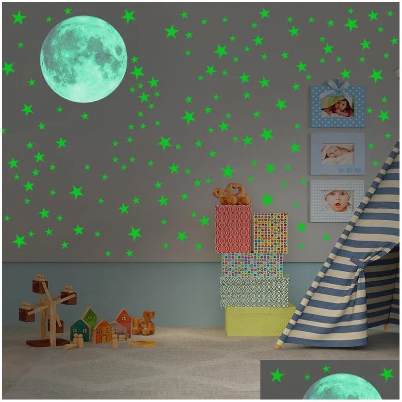 435 pcs/set luminous moon stars dots wall sticker kids room bedroom living room home decoration decals glow in the dark stickers