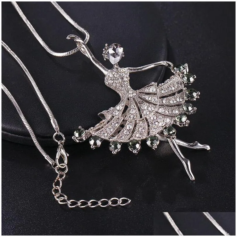 fairy pendant necklace women party jewelry fashion sweater chain necklace charm crystal angel wing necklaces