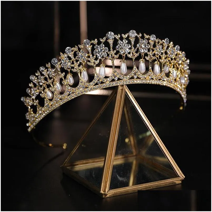 hair clips barrettes bridal crystal tiaras bride party crowns pearl rhinestones wedding accessories jewelry crown women headpiece