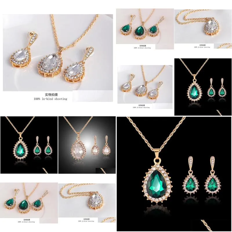 bridesmaid jewelry set solid gold crystal jewelry party jewelry set