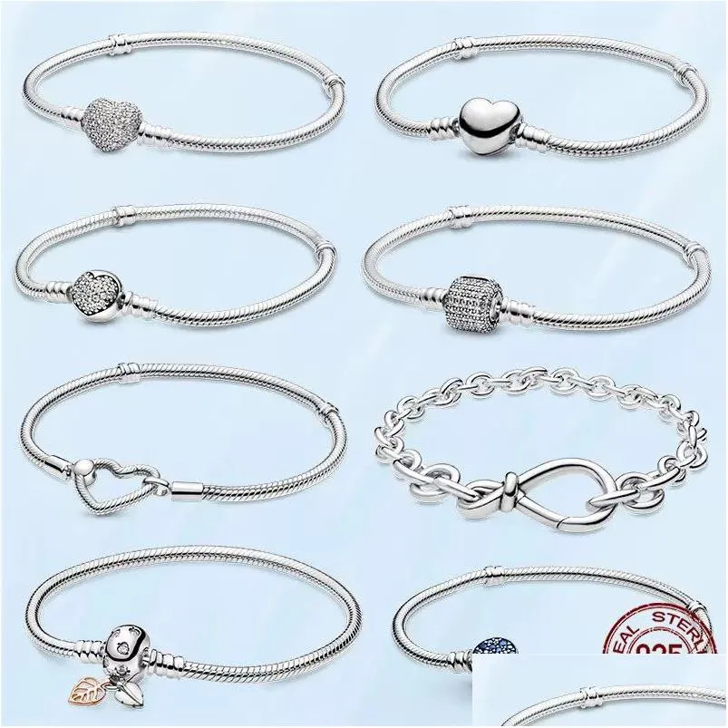  authentic 925 sterling silver selling bracelet for women heart shaped snake chain ladies fit  charm beads jewelry gift with original