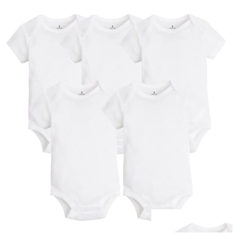 5 pcs/lot born baby clothing summer body baby bodysuits 100 cotton white kids jumpsuits baby boy girl clothes 024m 220301