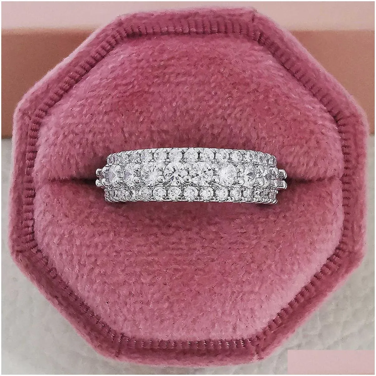 luxury 925 sterling silver wedding band eternity ring for women ladies big finger party anniversary gift lots bulk jewelry r4577 x0715