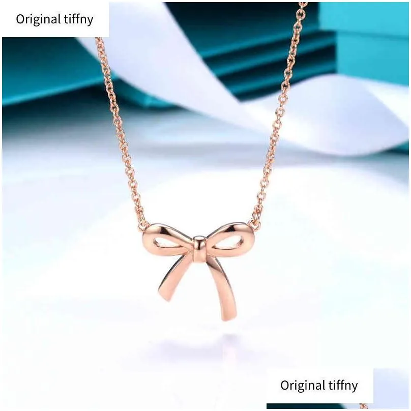 bow pendant necklace s925 sterling silver wimen necklace light luxury design necklace highend valentines day birthday gift g220722