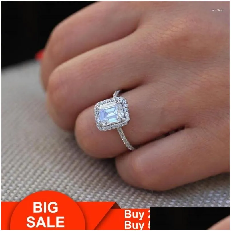cluster rings charming lady promise ring silver color cubic zirconia statement party wedding band for women bridal jewelry