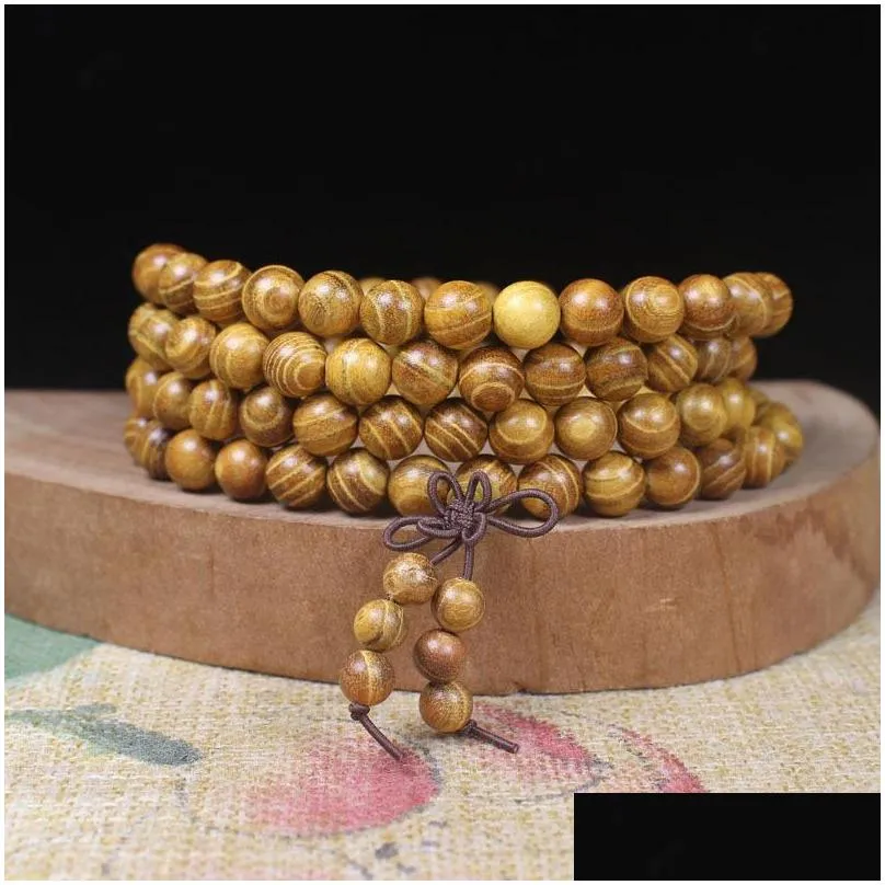 gold teak 8mm 6mm 108 beads bracelets and strands mens and womens jewelry manufacturers wholesale run