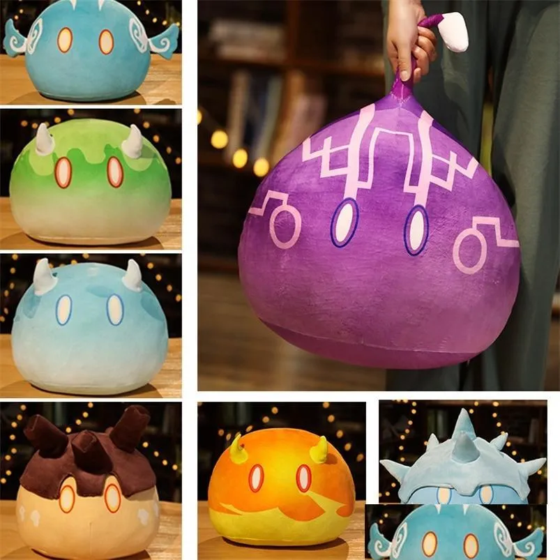 cute slime fluffy game genshin impact slime theme plush toy slime throw pillow keli dango toys birthday xmas gift kids toys 220517