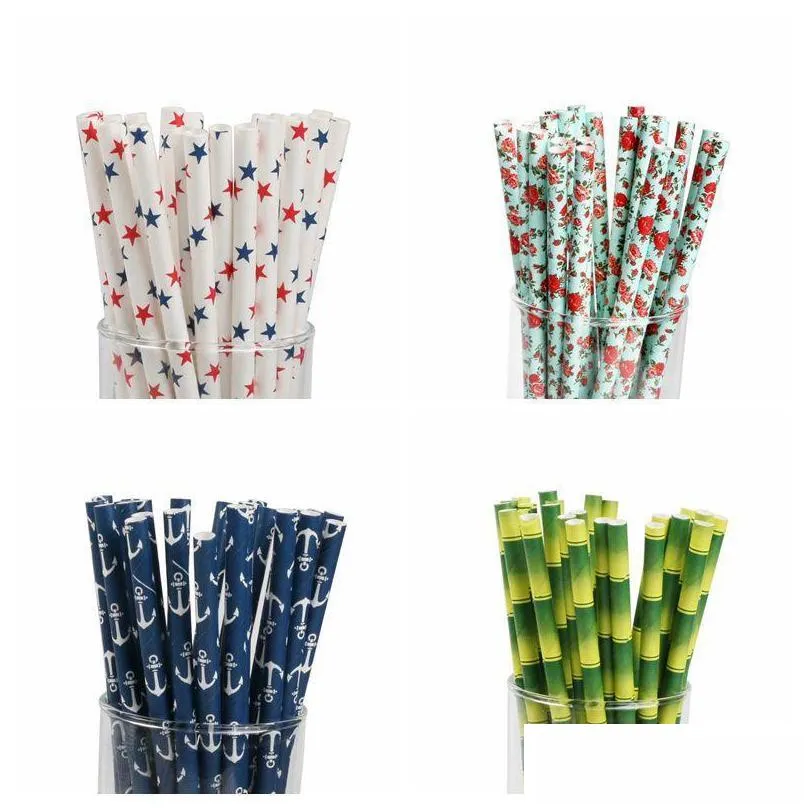 multi colors paper drinking straws birthday wedding party event hawaiian holidays luau sticks ktv drinking straws