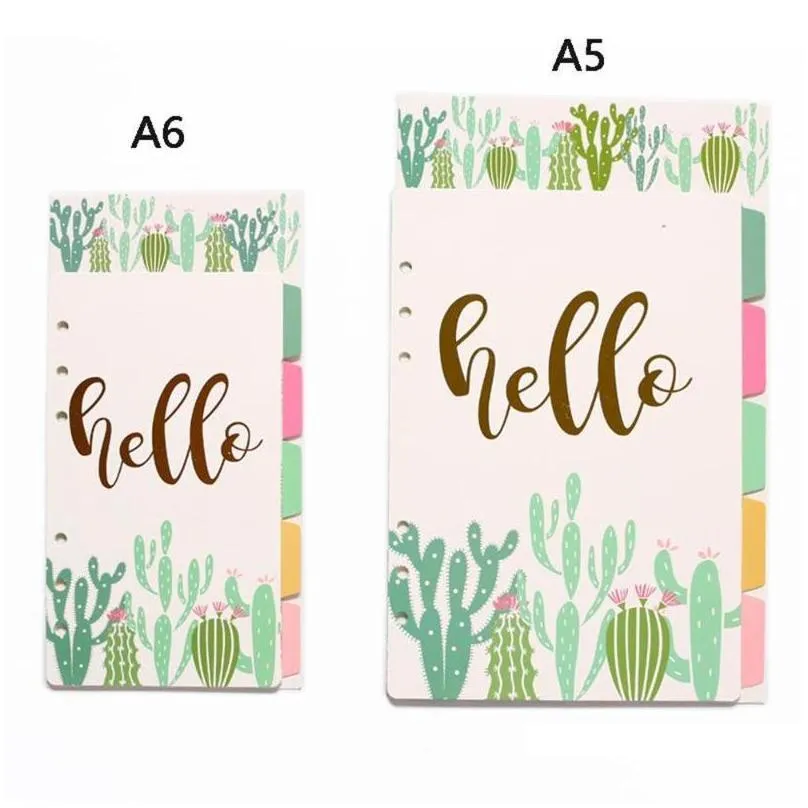 5 sheets paper index divider a5 a6 cute 6 holes for binder planner notebook stationery notebook paper accessories note pad