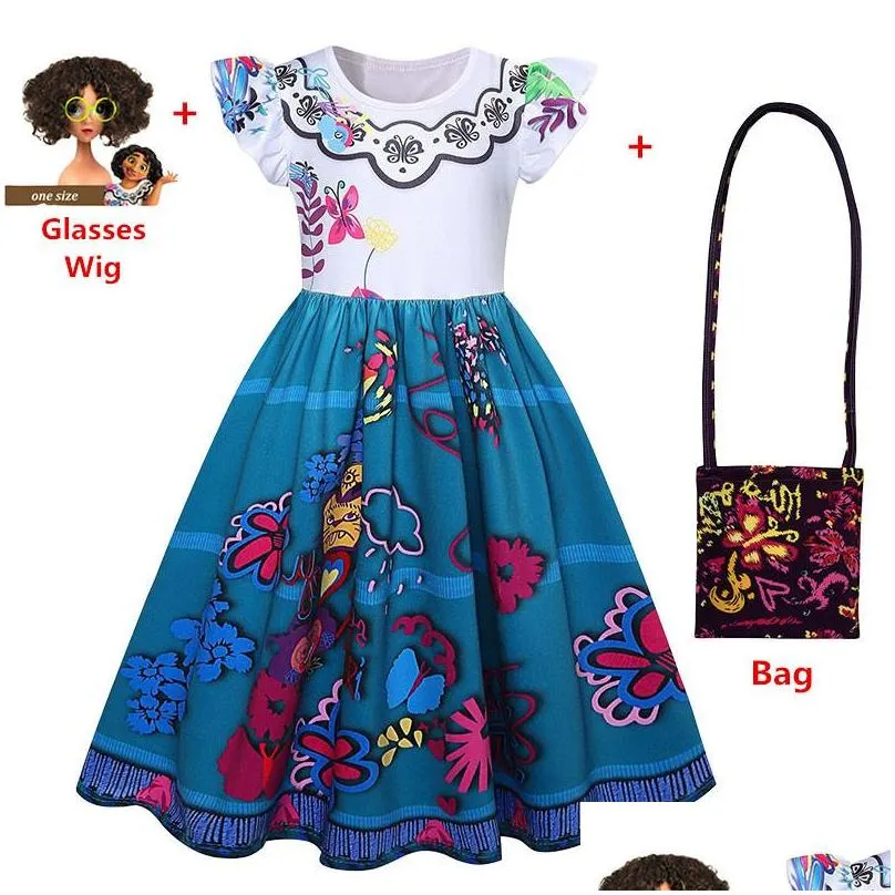 girls encanto charm dresses carnival summer children princess mirabel dress birthday party role play costume kids prom gowns 220521