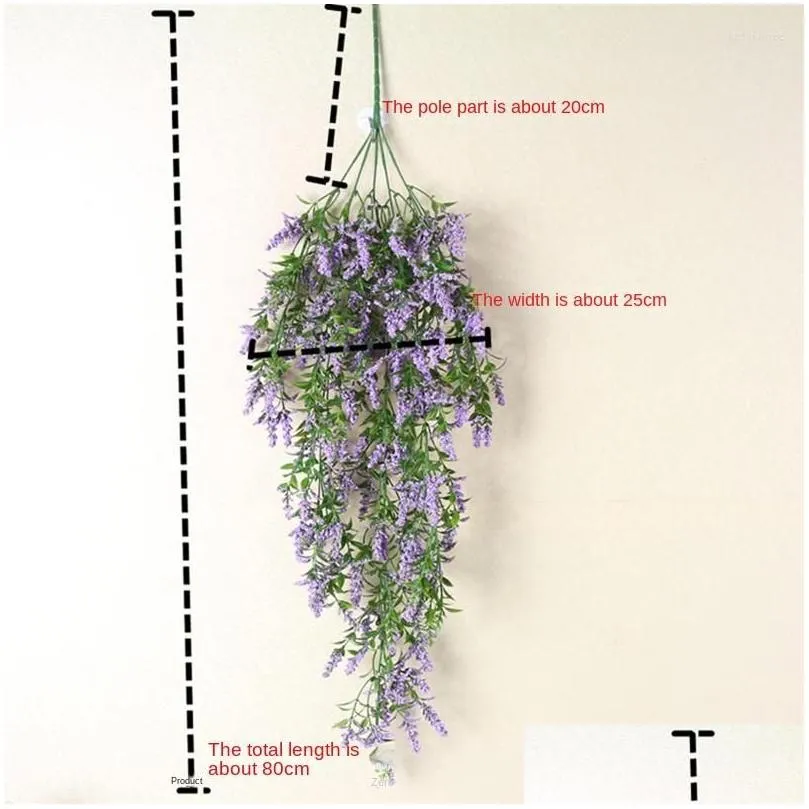 decorative flowers artificial lavender wall hanging furniture living room decoration simulated plants flower basket rattan