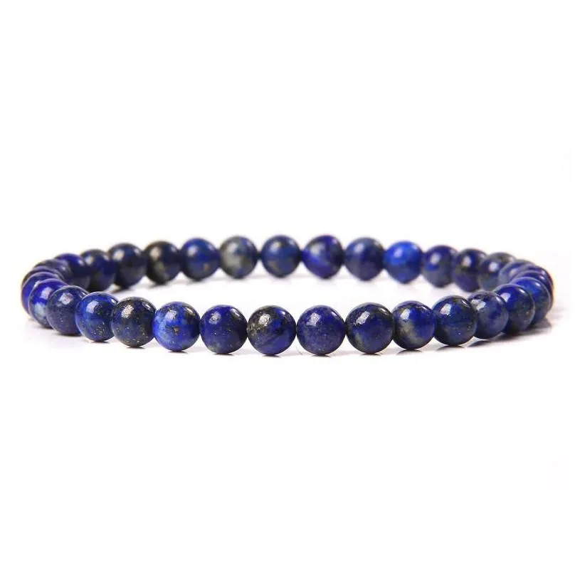 2023 natural stone bead bracelet female 6mm smooth lapis lazuli bracelet