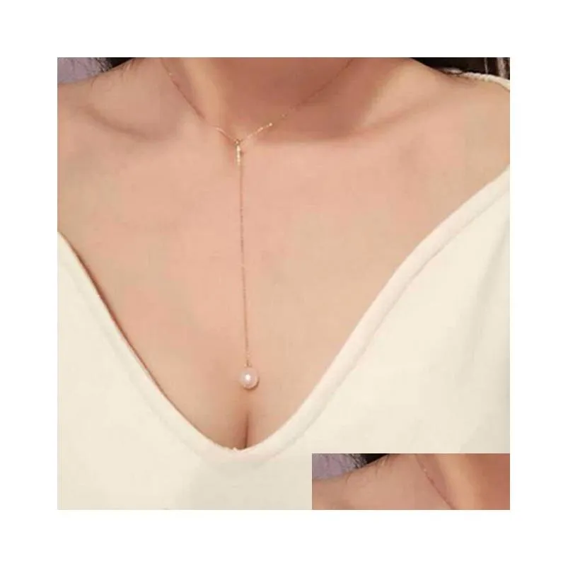 pearl necklace silver/gold color accessories fashion simple crystal necklace zircon clavicle chain temperament womens jewlerry