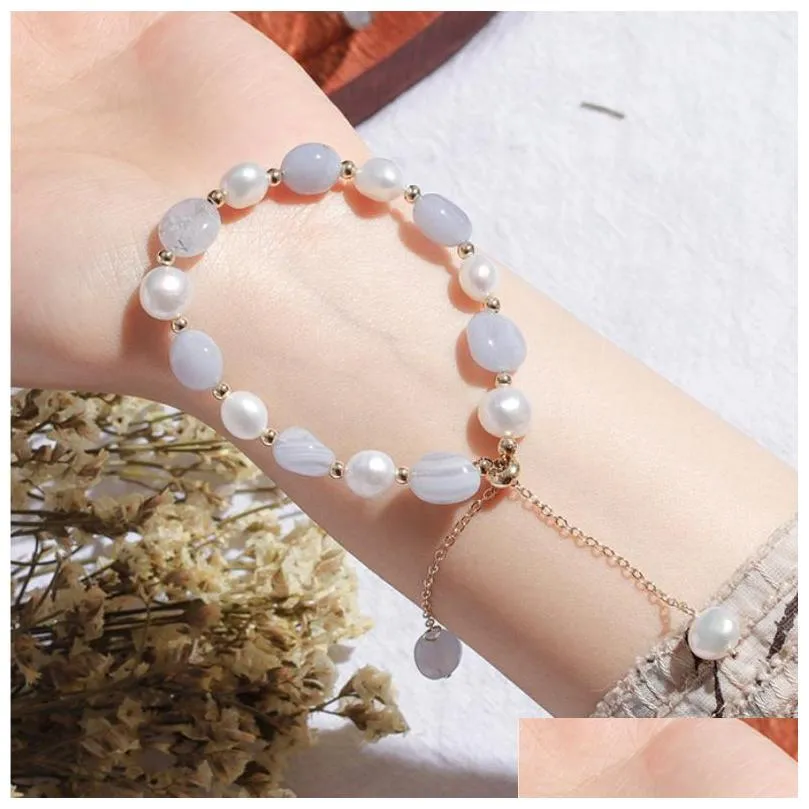 natural freshwater pearl gemstone healing beads bracelet women pink crystal amethyst temperament charm bracelets girl gifts