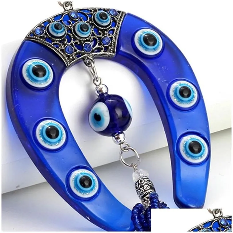  fashion wall horseshoe charm car keychain pendant jewelry evil eye 1251 q2