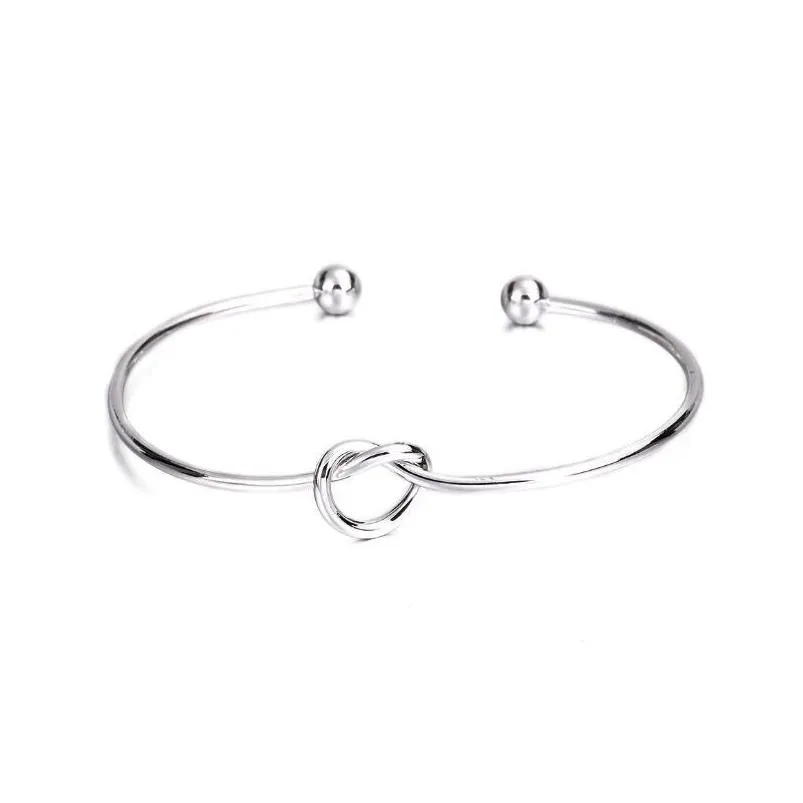 love heart knotted bangle bracelet adjustable open bracelets valentines day gift jewelry for women