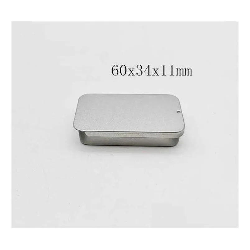 500pcs/lot 60x34x11mm size plain slide top tin box rectangle candy case storage box push and pull boxes