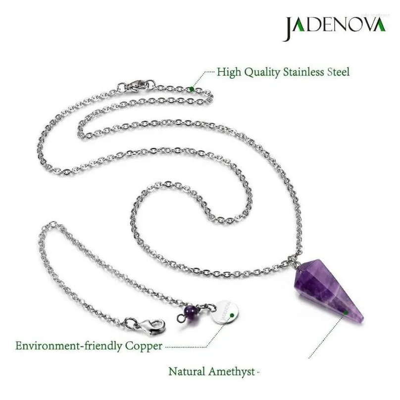 pendant necklaces jadenova natural conical gem necklace energy healing crystal pendulum