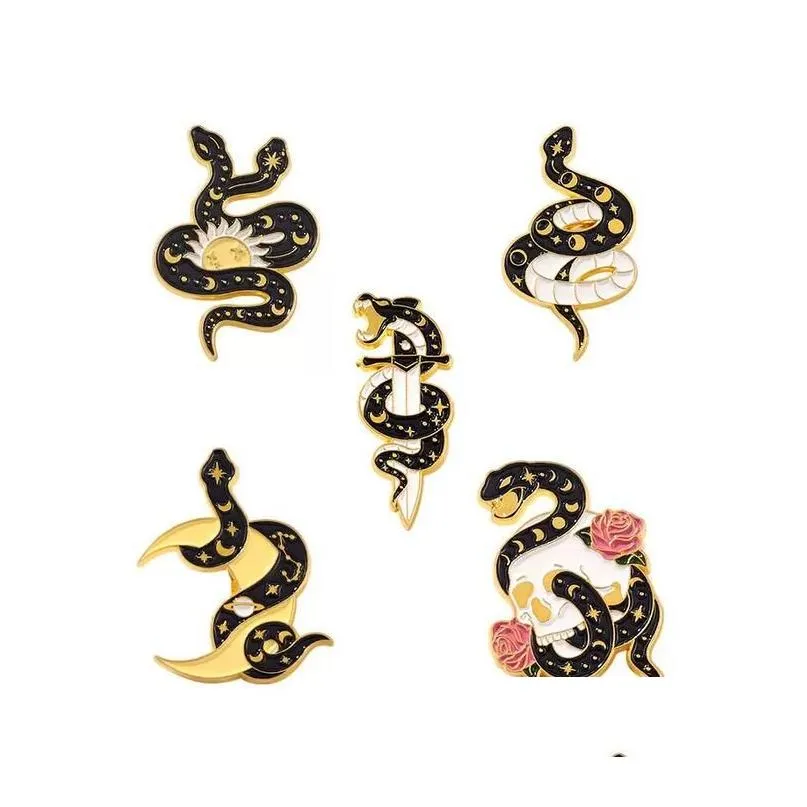 black snake men brooches pin for women fashion dress coat shirt demin metal funny brooch pins badges backpack gift jewelry