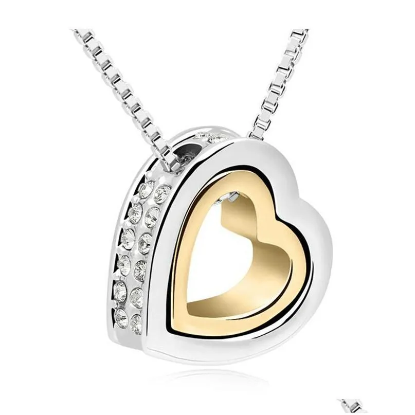 pendant necklaces heart necklace women silver 18k gold plated designer jewelry crystal pendants jewellery valentines day and christmas