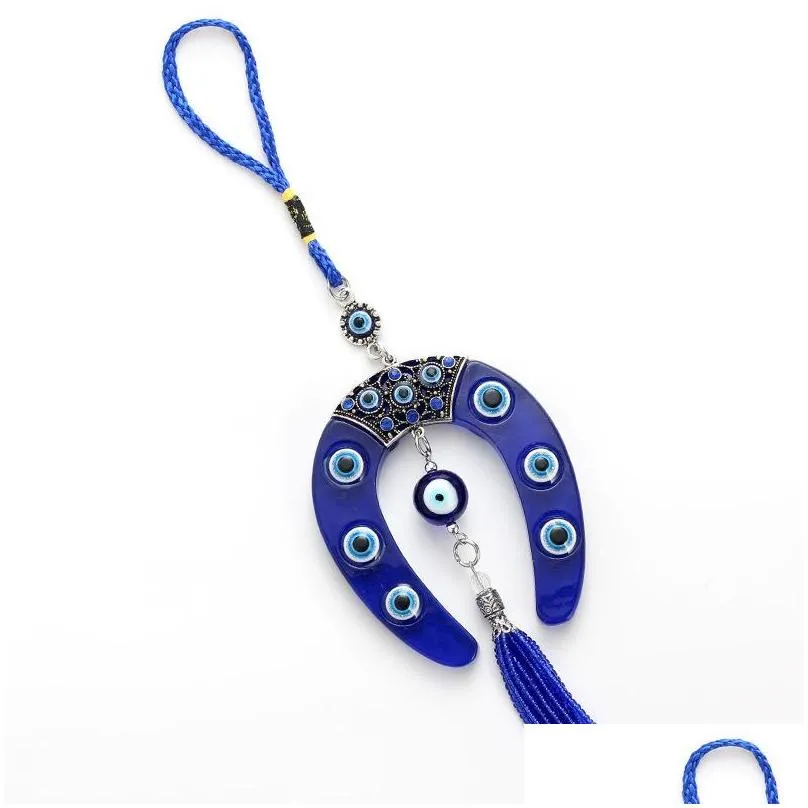  fashion wall horseshoe charm car keychain pendant jewelry evil eye 1251 q2