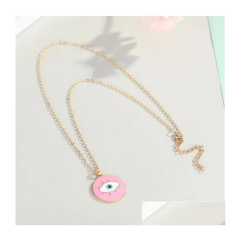 enamel evil eyes pendant necklace for womens jewelry big turkish eye chains choker necklaces party gift