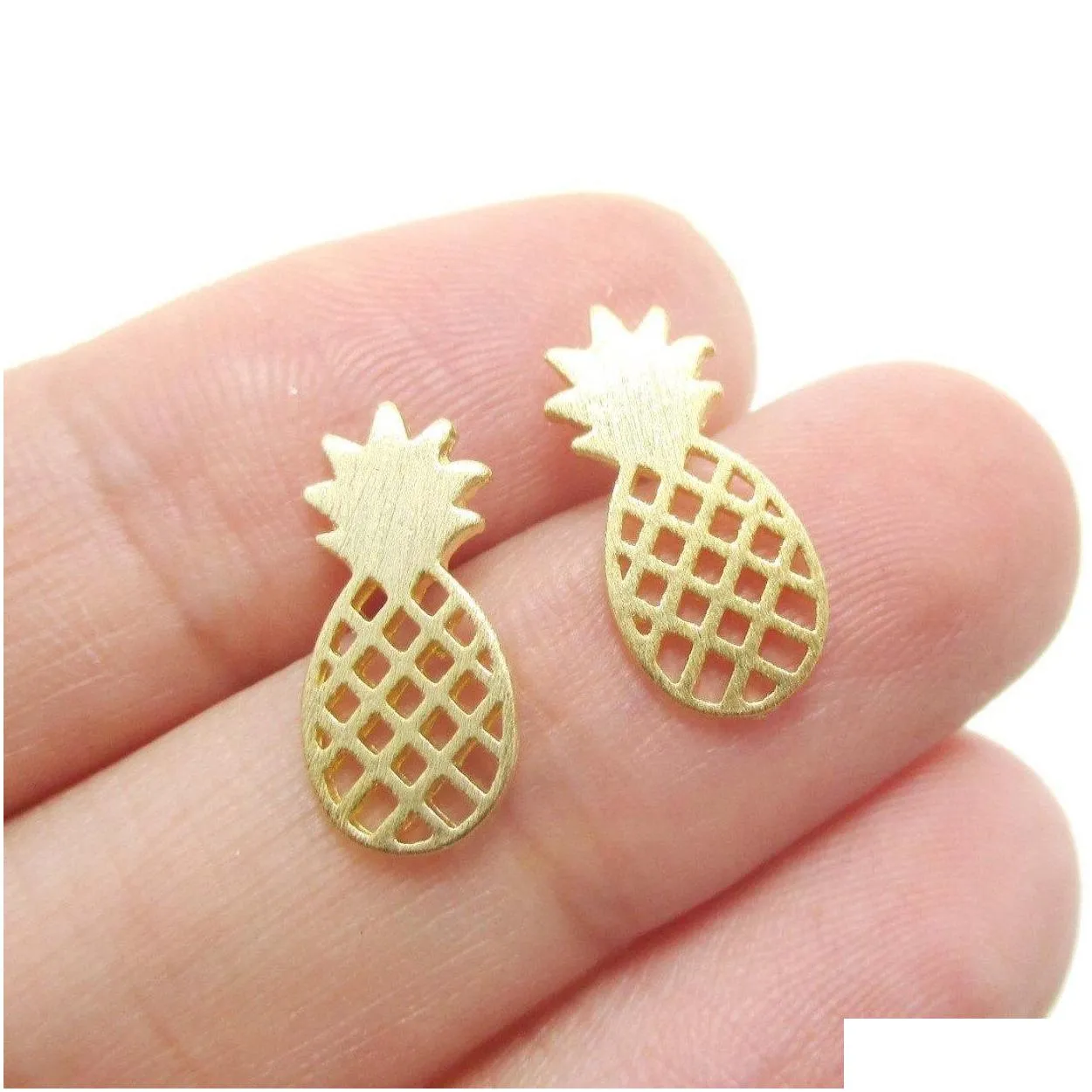 high quality hollowed pineapple ear studs for women unique design arrival alloy rose gold silver gold plating studs earrings