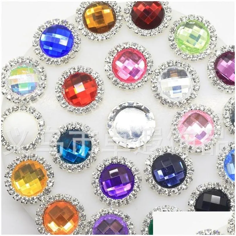 100pcs 23mm flatback acrylic crystal rhinestone wedding buttons embellishments diy hair accessories decor 2254 q2