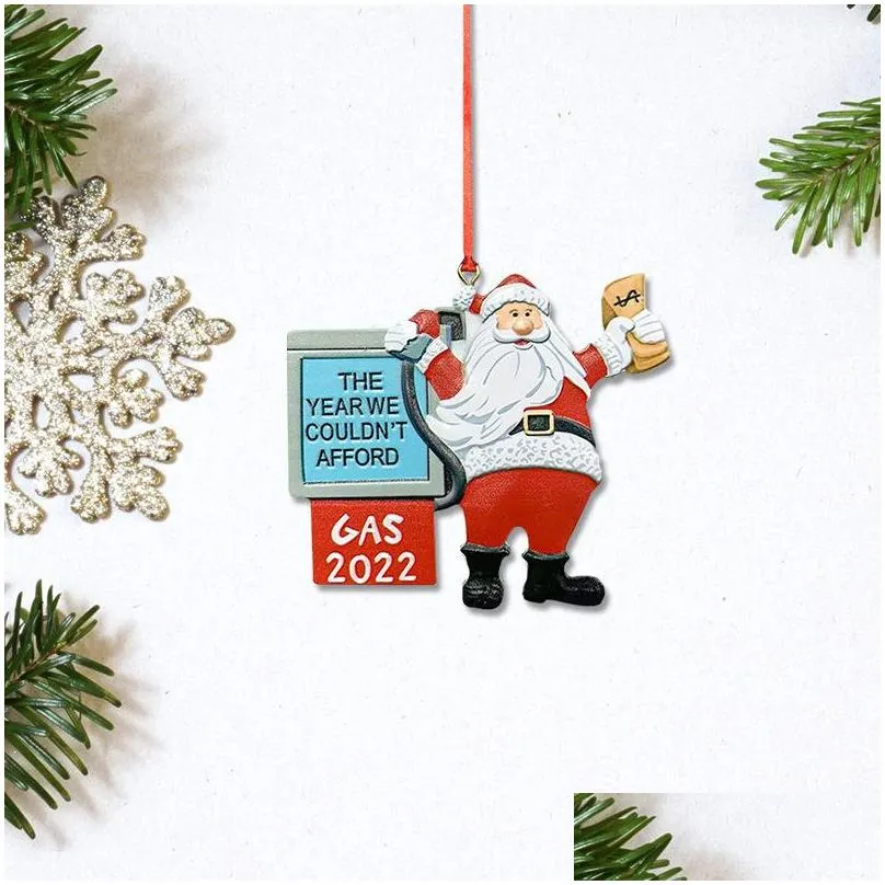 2022 petrol santa claus christmas tree pendant uv printing resin craft ornament