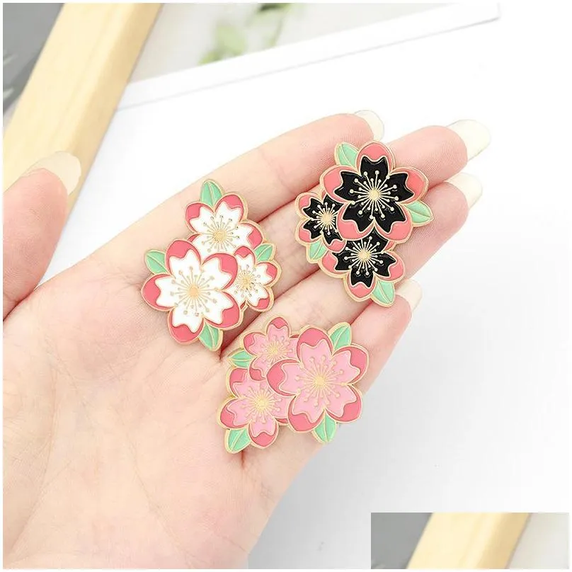 pink flower enamel brooches pin for women fashion dress coat shirt demin metal brooch pins badges promotion gift 2021 design 700 t2