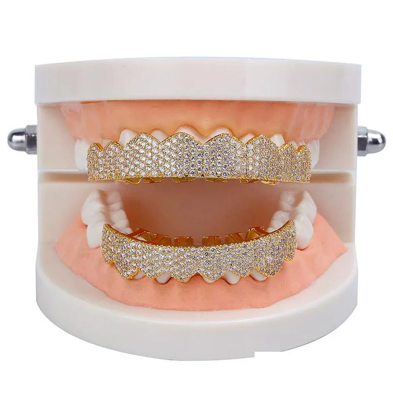 hip hop mens diamond dientes grillz teeth gold silver luxury designer iced out grills hiphop rapper men fashion jewlery accessories 27