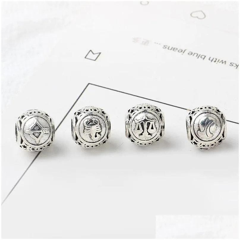 jewelry bracelets zodiac virgo gemini aries taurus charms beads silver charms bead for women diy european necklace 419 h1